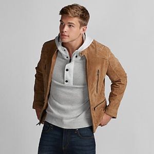 NWT Genuine Suede Leather Quilted Biker Jacket